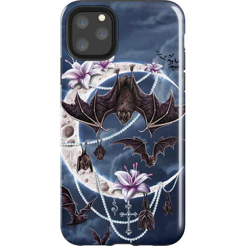 Gothic Moon with Bats and Flowers by Sarah Richter iPhone Cases